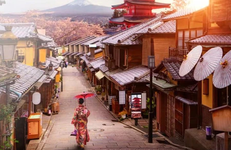 Traditional streets and architecture in Japan